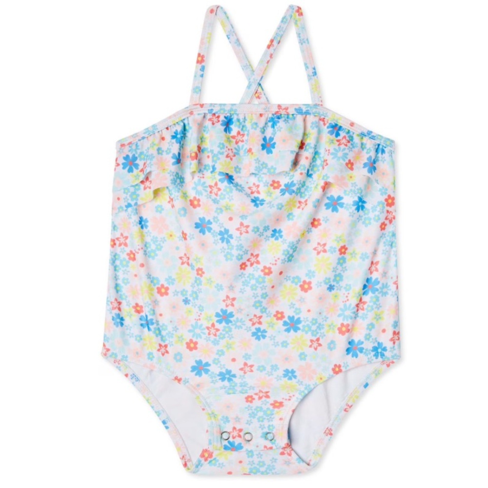 🍓3/$10 George Pink and Blue One Piece Swimsuit with Floral Design